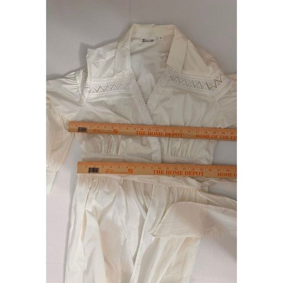 New York & Co White Puff Sleeve WrapBlouse Embroidered Tunic Dress Sz XL #1158 - Picture 8 of 11